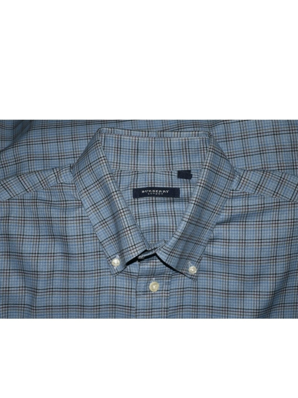 Burberry London Plaid Dress Shirt Cuff with Mother-of-Pearl Buttons Size L USA